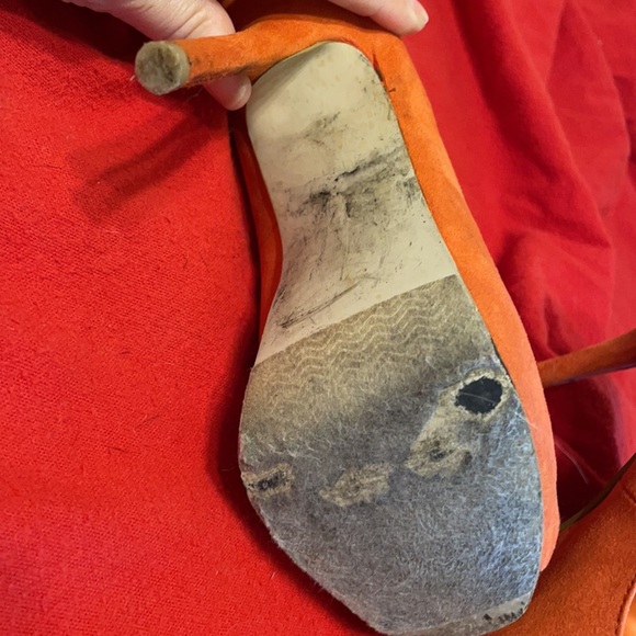 Orange/Tan 5” Suede Stilettos - Picture 9 of 12